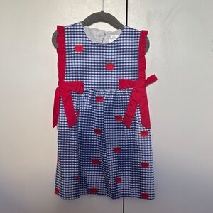Charming Gingham Kids Dress with Red Bows